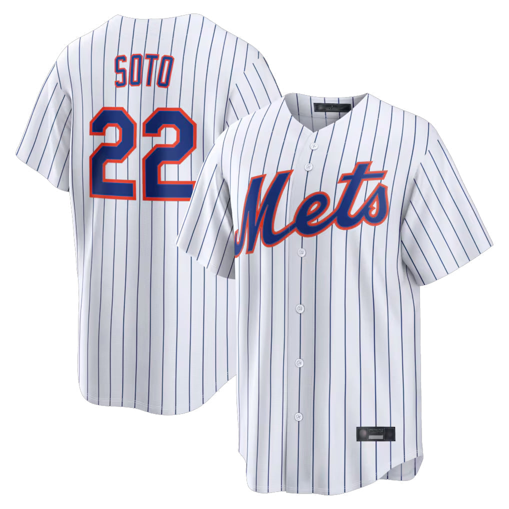 NY.Mets #22 Juan Soto Player White Home Replica Gdoa Stitched Jerseys