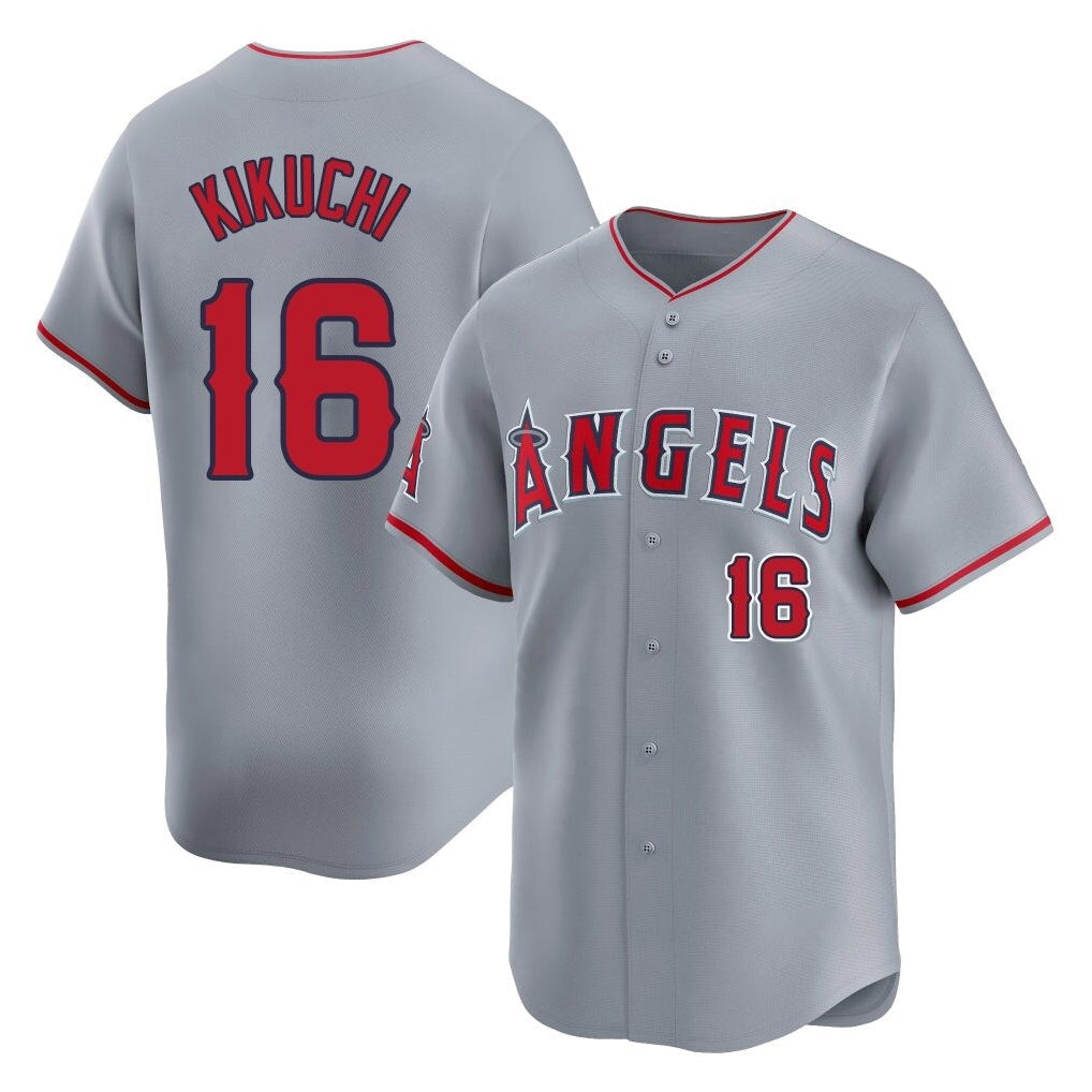LA.Angels #16 Yusei Kikuchi Player Gray Home Limited Gdoa Stitched Jerseys