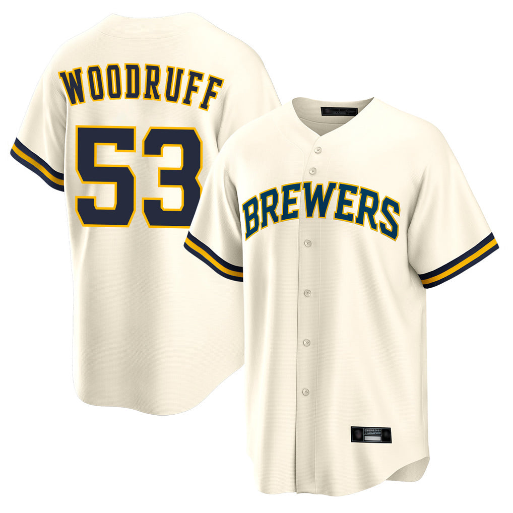 M.Brewers #53 Brandon Woodruff Player Cream Home Game Gdoa Stitched Jerseys