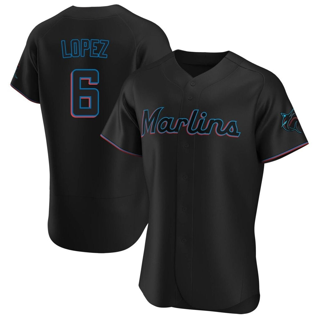 M.Marlins #6 Otto Lopez Player Black Home Limited Elite Gdoa Stitched Jerseys