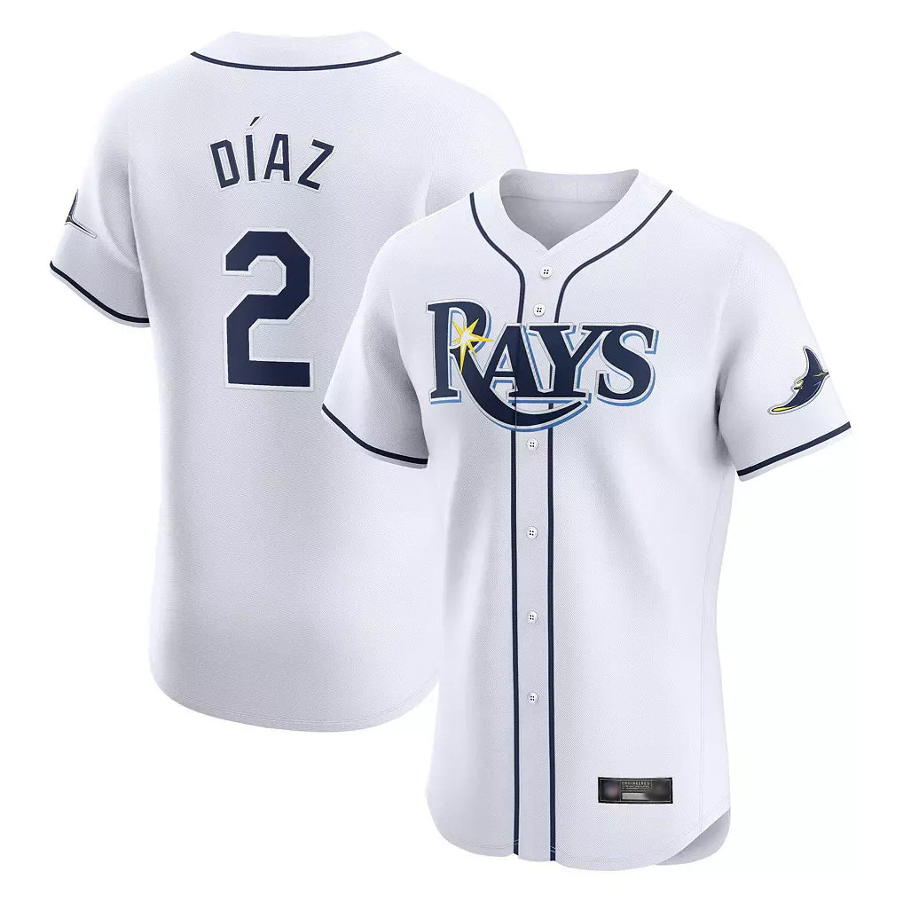 T.Bay Rays #2 Yandy Diaz Player White Home Limited Elite Stitched Jerseys