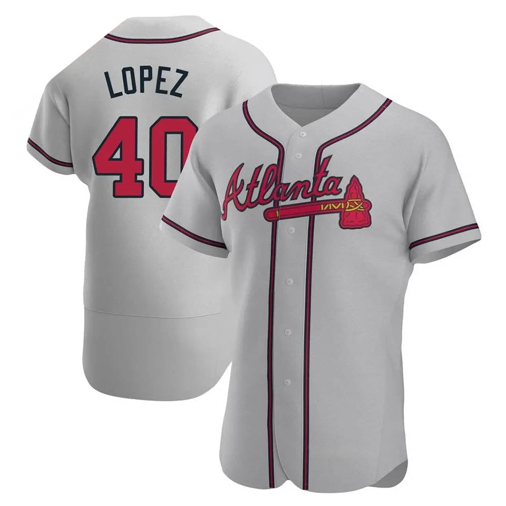 A.Braves #40 Reynaldo Lopez player Gray Authentic Road Stitched Jerseys