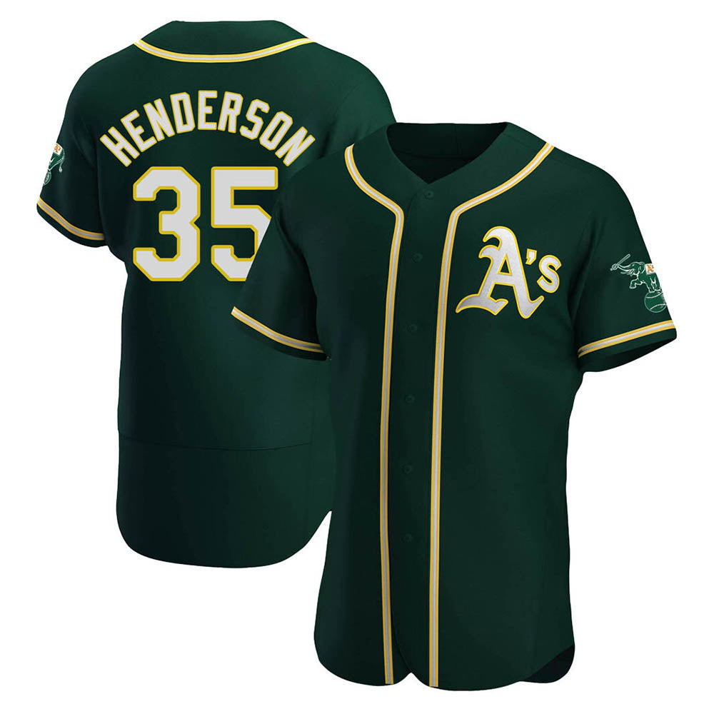 Athletics #35 Rickey Henderson Player Green Authentic Alternate Stitched Jersey
