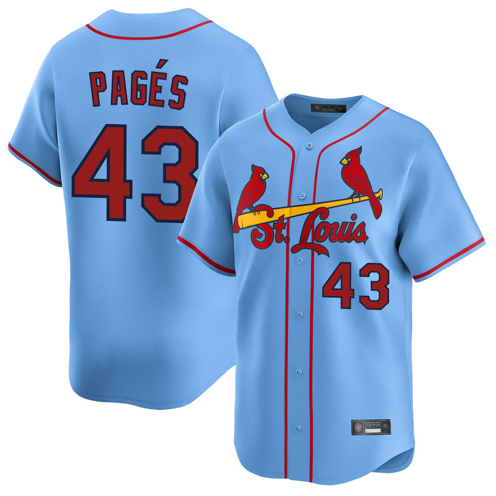 St. Louis Cardinals #43 Pedro Pages Player Light Blue Home Limited Gdoa Stitched Jerseys