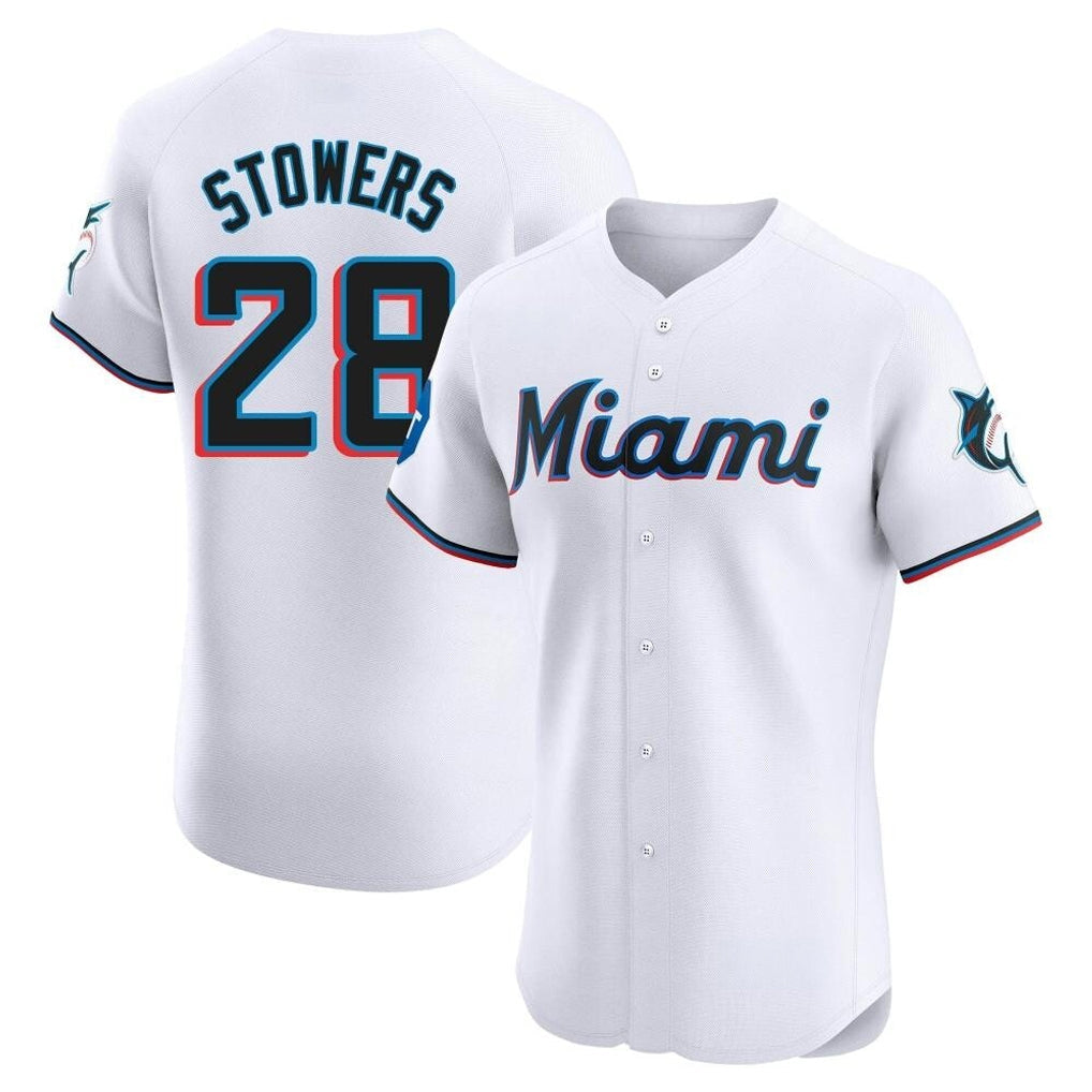 M.Marlins #28 Kyle Stowers Player White  Home Limited Elite Gdoa Stitched Jerseys