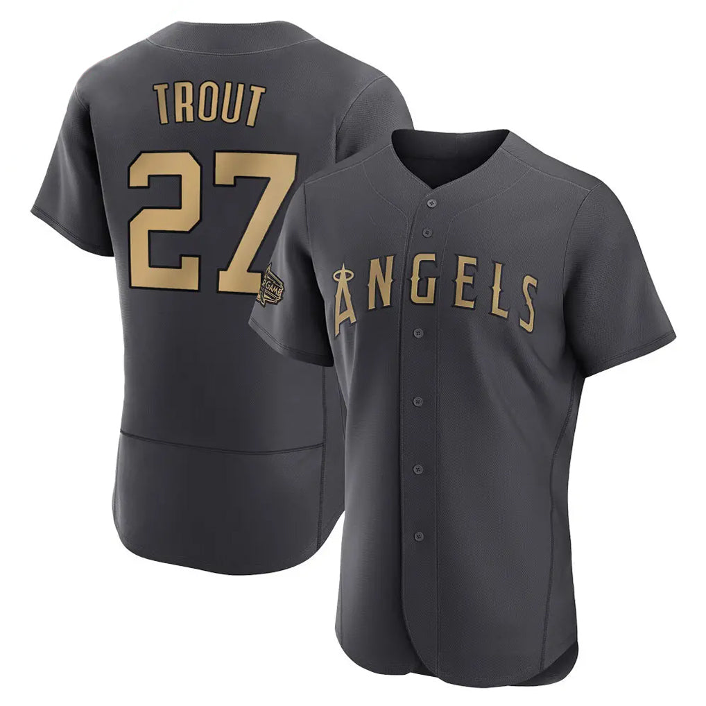LA.Angels #27 Mike Trout Player Charcoal Limited Elite Game All-Star Gdoa Stitched Jerseys