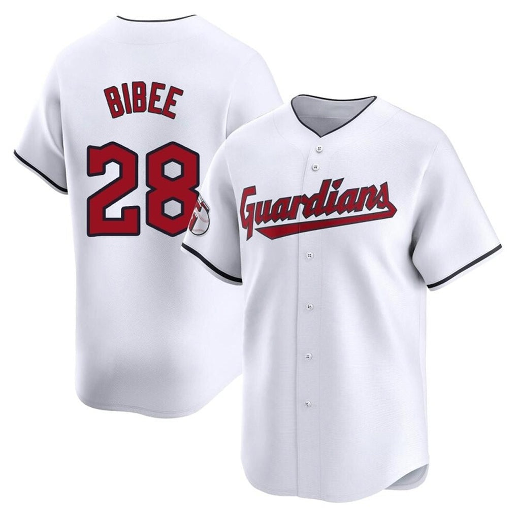 C.Guardians #28 Tanner Bibee Player White Limited Home Gdoa Stitched Jerseys
