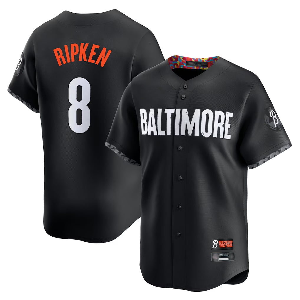 B.Orioles #8 Cal Ripken Player Black City Connect Limited Home Game Gdoa Stitched Jerseys