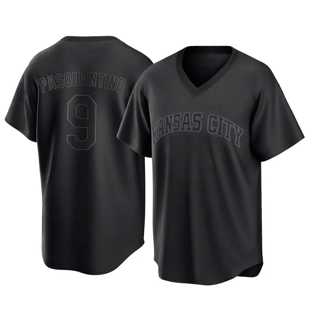 KC.Royals #9 Vinnie Pasquantino Player Black Fashion Game Gdoa Stitched Jerseys