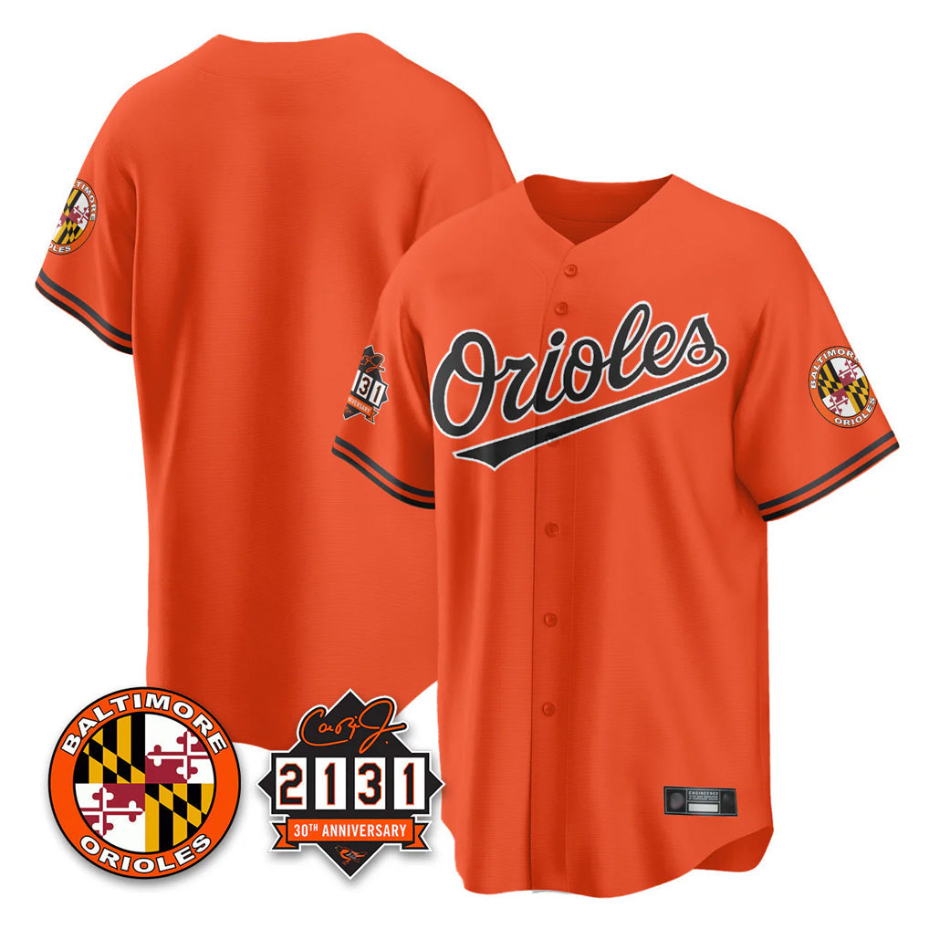 B.Orioles ## Orioles Blank Player Orange 30th Anniversary of 2131 Home Game Gdoa Stitched Jerseys