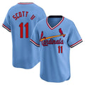 St. Louis Cardinals #11 Victor Scott II Player Light Blue Throwback Cooperstown Collection Limited Stitched Jerseys