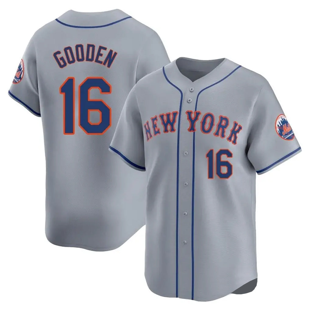 NY.Mets #16 Dwight Gooden Player Gray Road Limited Home Gdoa Stitched Jerseys