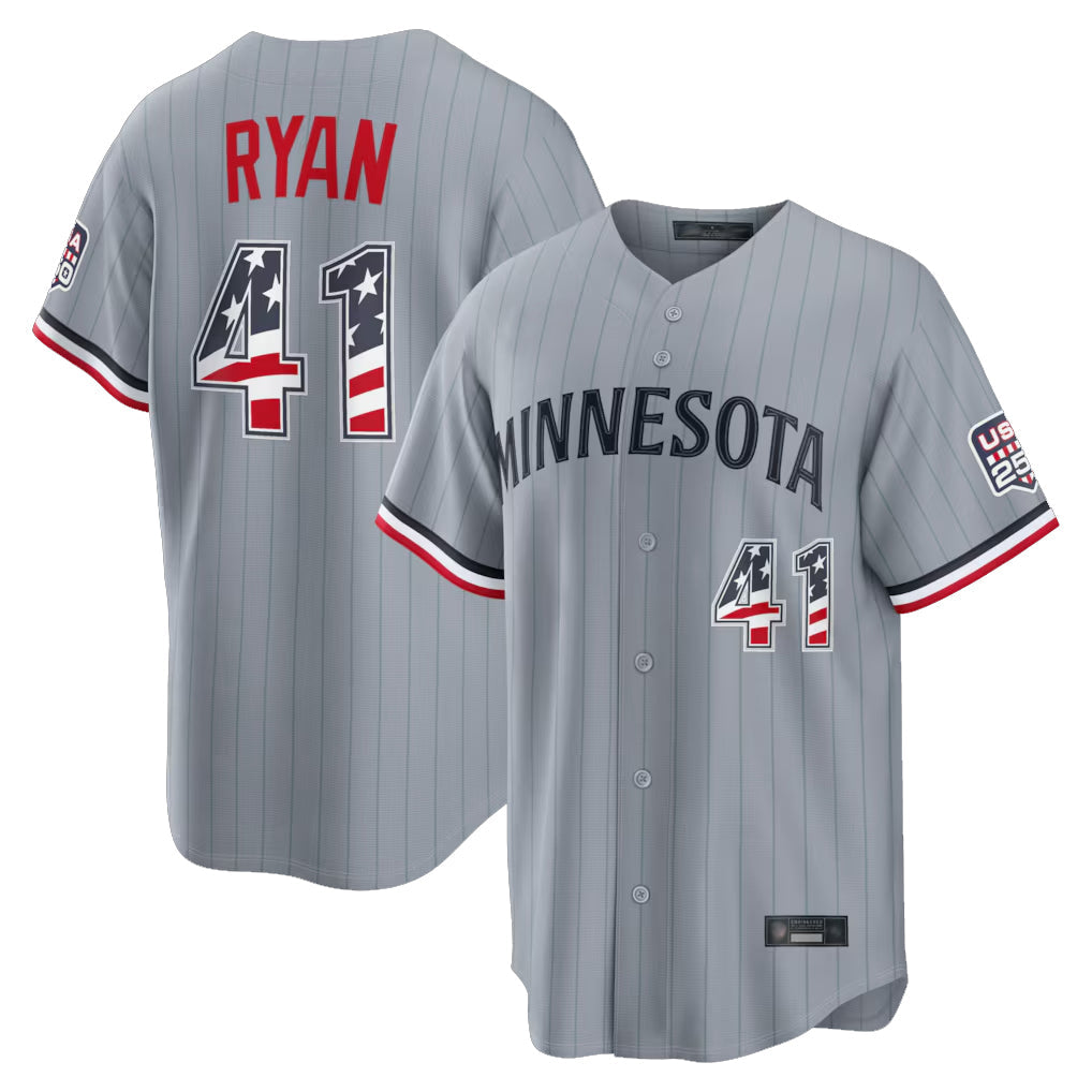 M.Twins #41 Joe Ryan Player Gray USA 250 Fourth of July Limited Elite Home Game Gdoa250Ys Stitched Jerseys