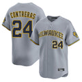 M.Brewers #24 William Contreras Player Gray Home Limited Gdoa Stitched Jerseys