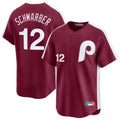 P.Phillies #12 Kyle Schwarber Player Red Cooperstown Collection Limited Home Stitched Jerseys