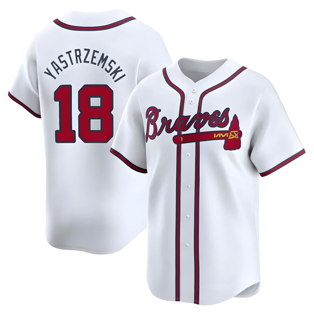 A.Braves #18 Mike Yastrzemski player White Limited Home Stitched Jerseys