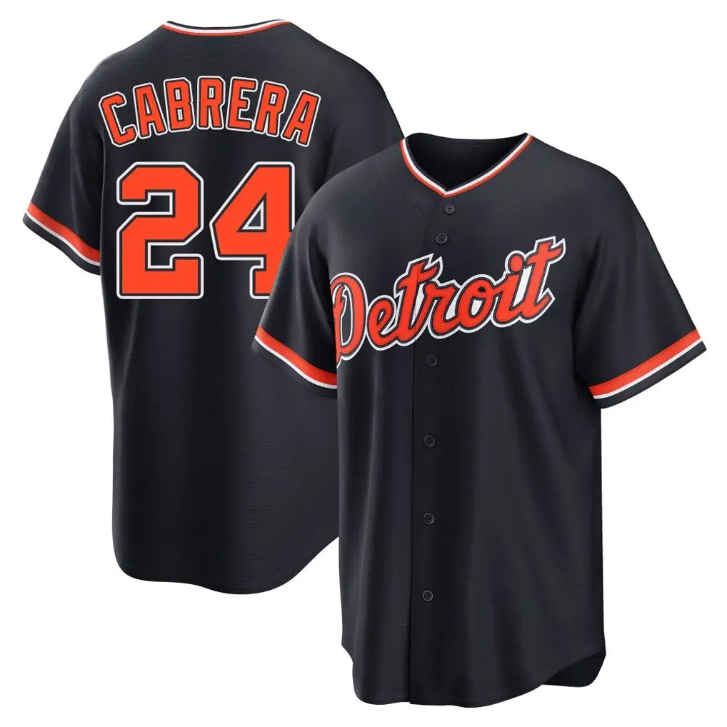 D.Tigers #24 Miguel Cabrera Player Navy Home Game Gdoa Stitched Jerseys