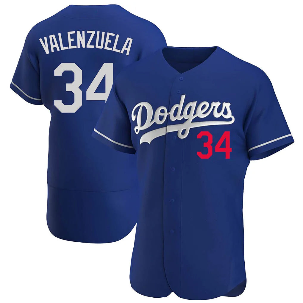 LA.Dodgers #34 Fernando Valenzuela Player Royal Limited Elite Home Gdoa Stitched Jerseys