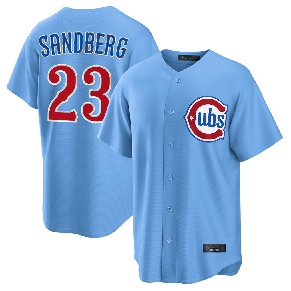 C.Cubs #23 Ryne Sandberg Player Light Blue Home Game Gdoa Stitched Jerseys