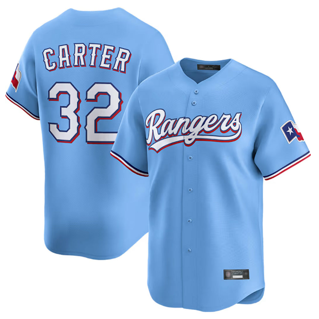 T.Rangers #32 Evan Carter Player Light Blue Home Limited Gdoa Stitched Jerseys