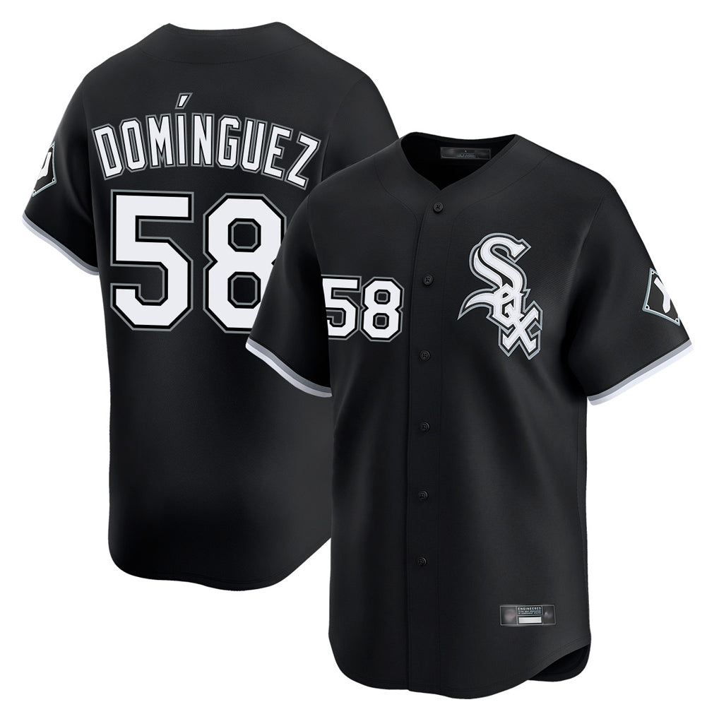 C.White Sox #58 Seranthony Dom¨ªnguez Player Black Limited Home Gdoa Stitched Jerseys