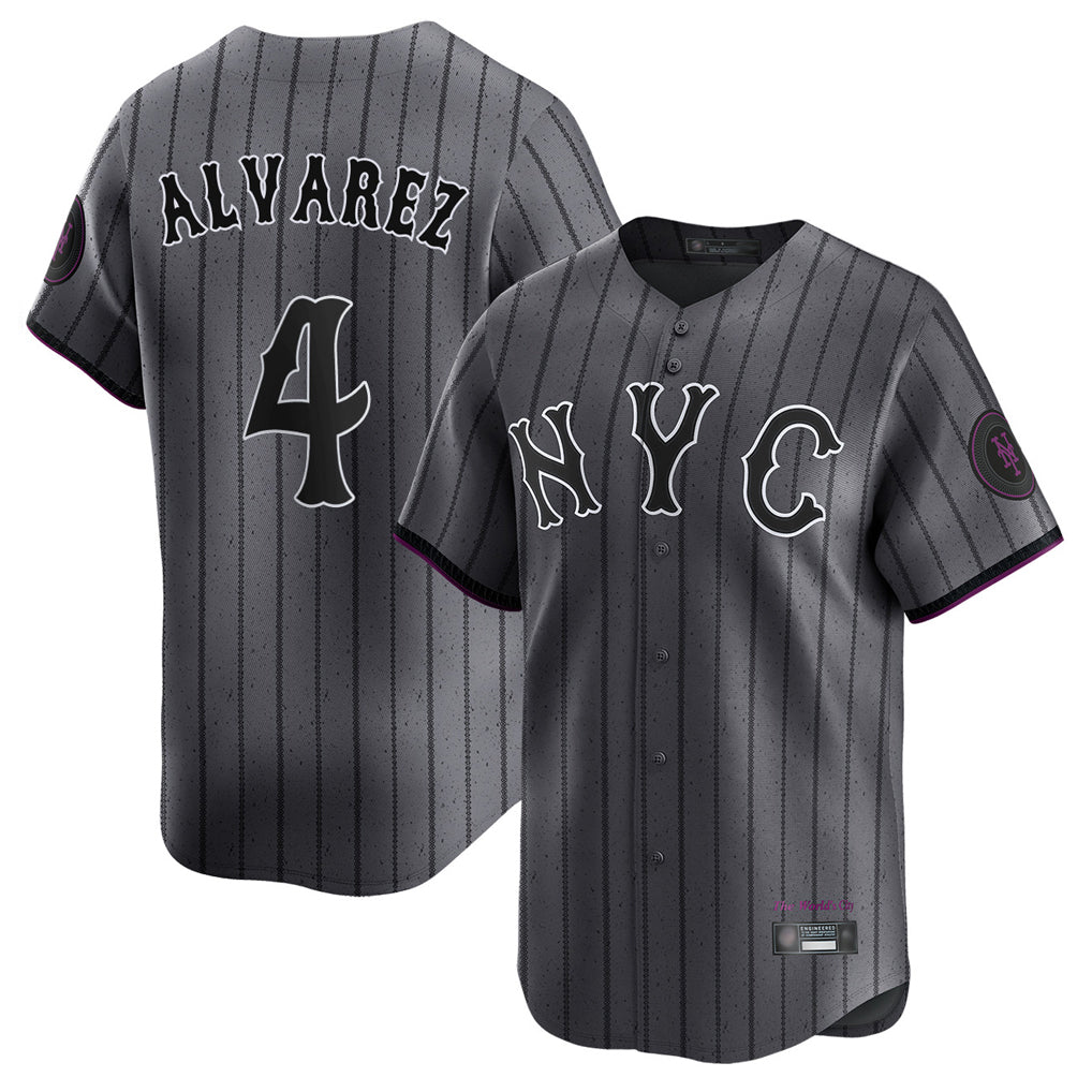 NY.Mets #4 Francisco Alvarez Player Gray City Connect Limited Stitched Jerseys