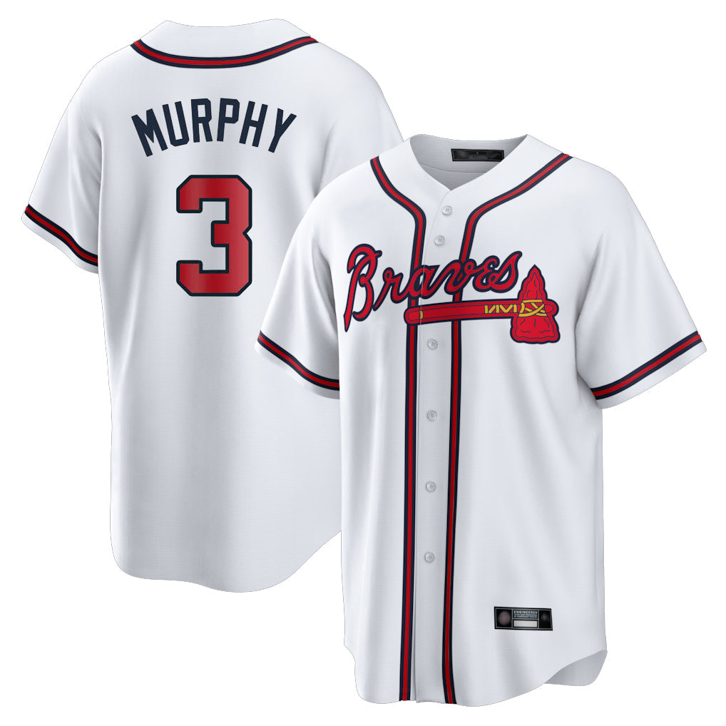 A.Braves #3 Dale Murphy Player White Home Game Gdoa Stitched Jerseys
