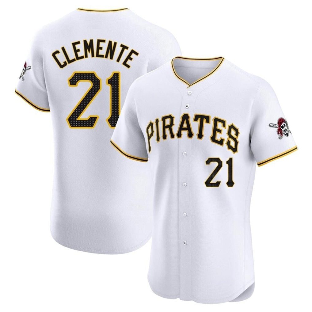 P.Pirates #21 Roberto Clemente Player White Home Limited Elite Gdoa Stitched Jerseys