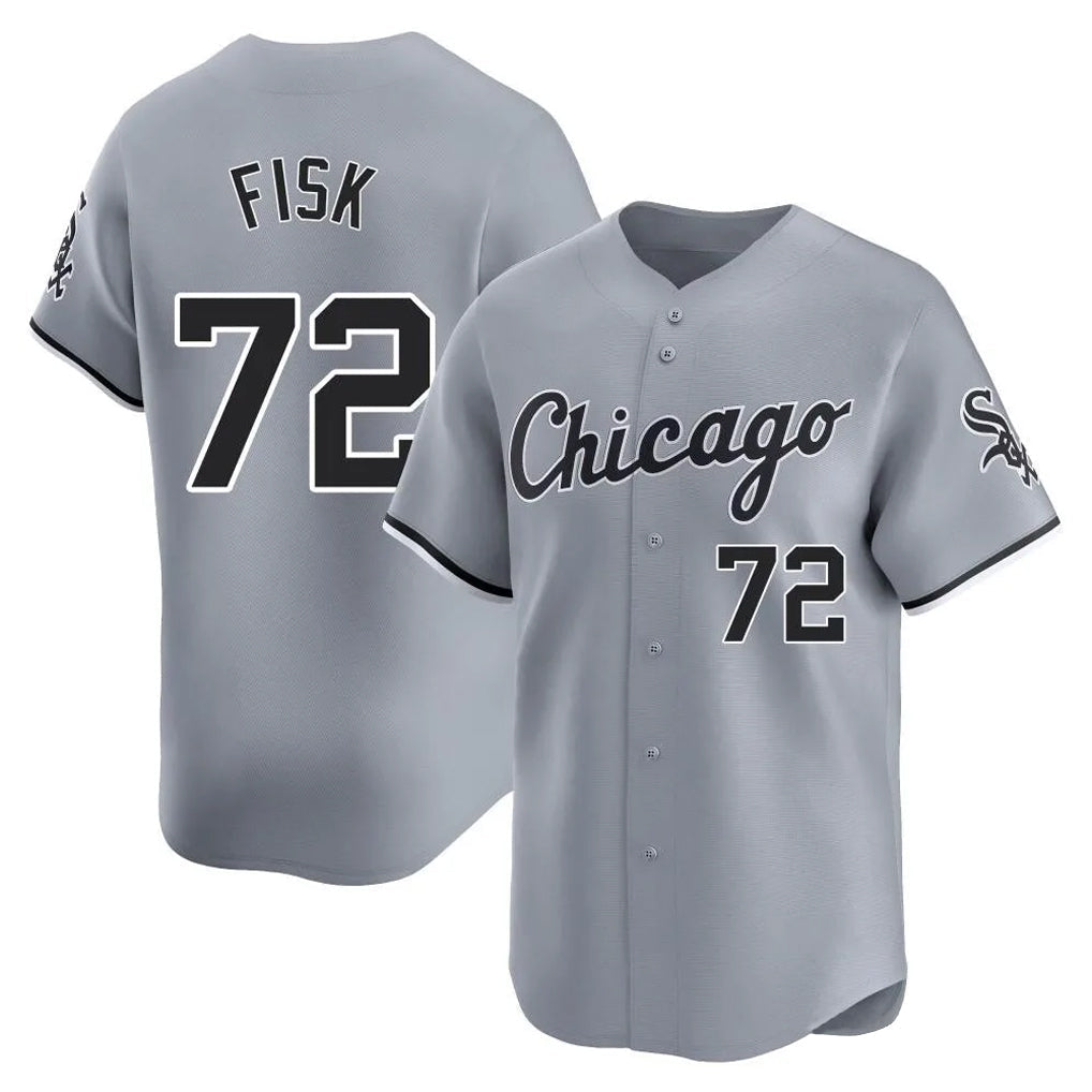 C.White Sox #72 Carlton Fisk Player Gray Road Limited Home Gdoa Stitched Jerseys