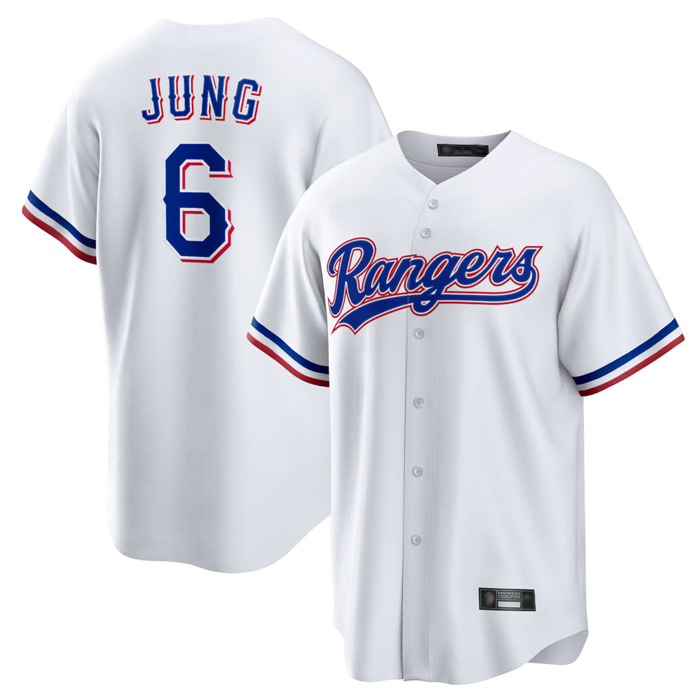 T.Rangers #6 Josh Jung Player White Home Limited Stitched Jerseys
