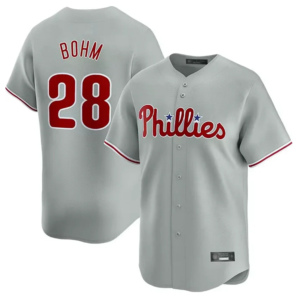 P.Phillies #28 Alec Bohm Player Gray Home Limited Stitched Jerseys
