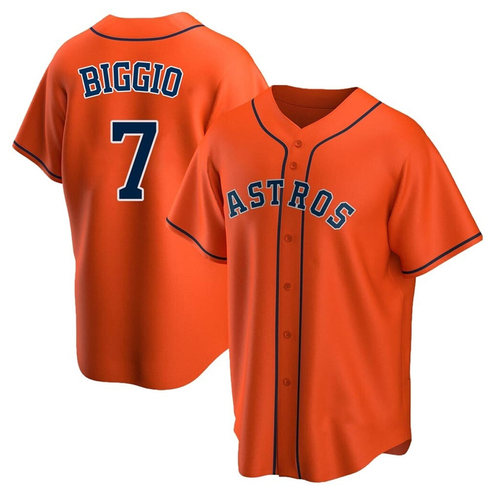 H.Astros #7 Craig Biggio Player Orange Home Game Gdoa Stitched Jerseys