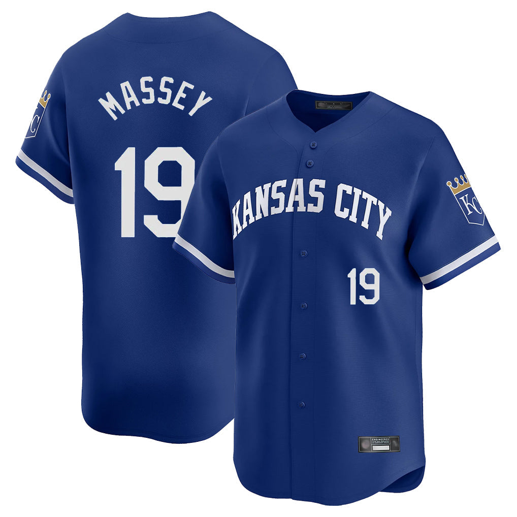 KC.Royals #19 Michael Massey Player Royal Limited Home Gdoa Stitched Jerseys