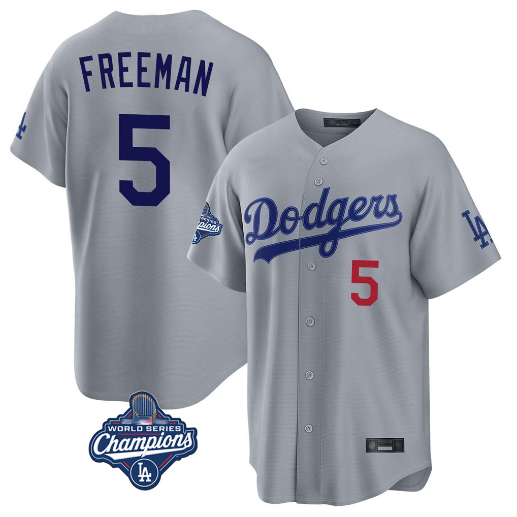 LA.Dodgers #5 Freddie Freeman Player Gray World Series Meet Game Home Gdoa Stitched Jerseys