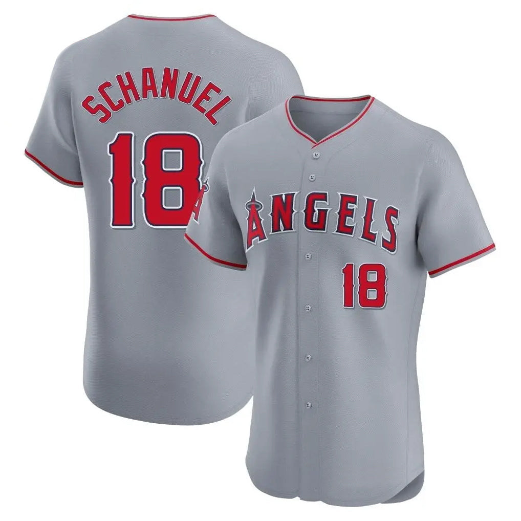 LA.Angels #18 Nolan Schanuel Player Gray Home Limited Elite Gdoa Stitched Jerseys