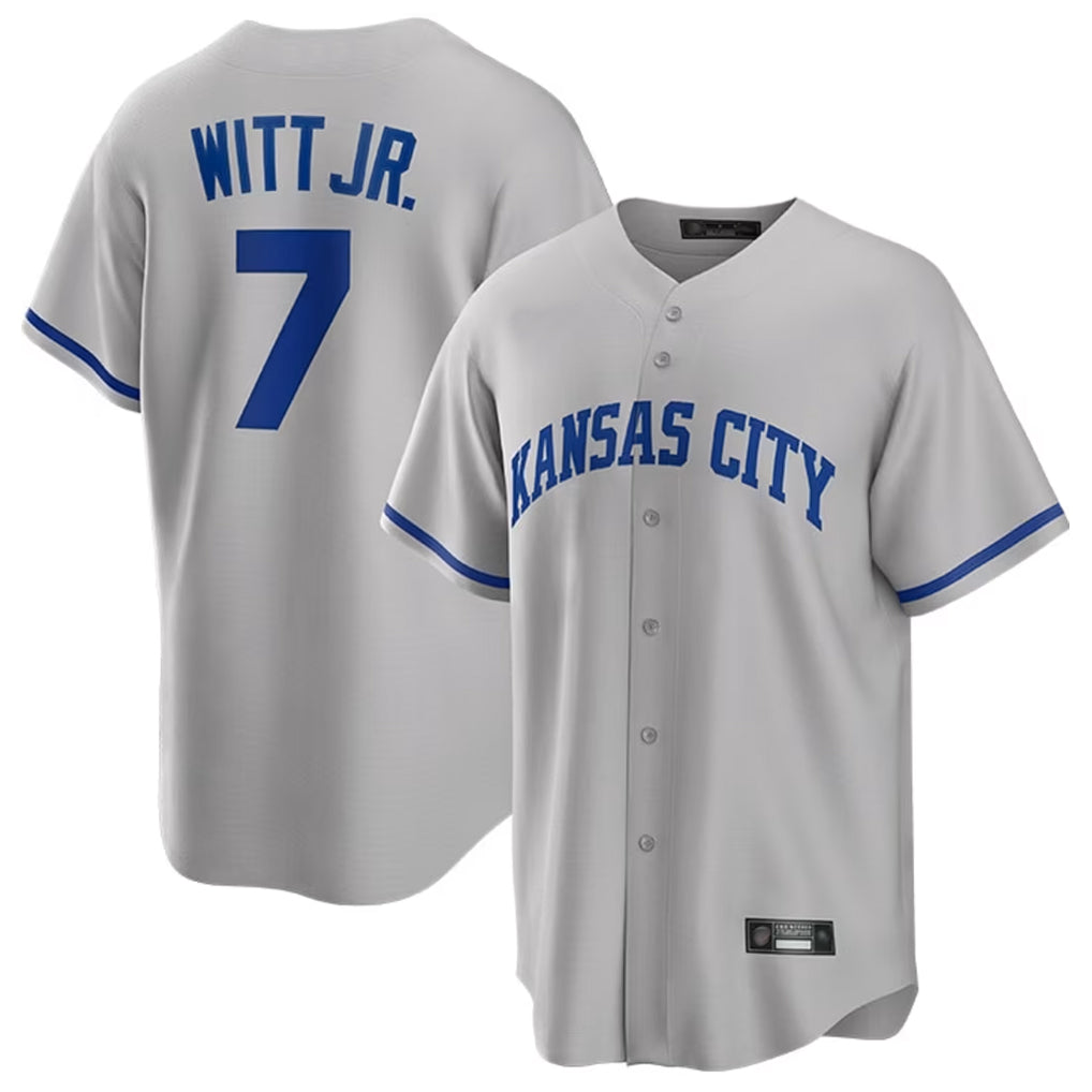 KC.Royals #7 Bobby Witt Jr. Player Gray Game Home Gdoa Stitched Jerseys