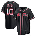 B.Red Sox #10 Trevor Story Player Black Out Home Game Gdoa Stitched Jerseys