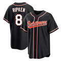 B.Orioles #8 Cal Ripken Player Black Out Home Game Gdoa Stitched Jerseys