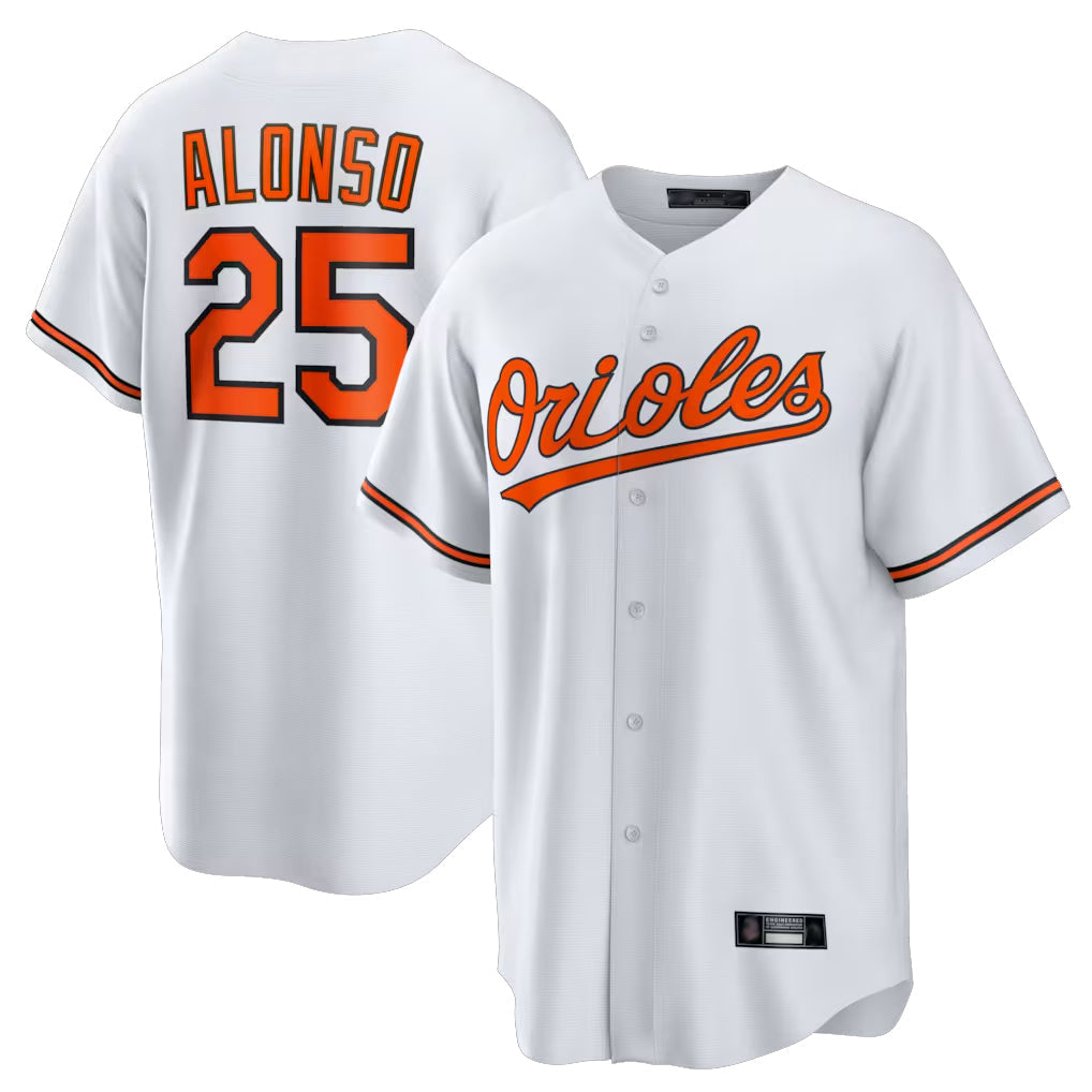 B.Orioles #25 Pete Alonso Player White Home Game Gdoa Stitched Jerseys