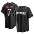 B.Orioles #7 Jackson Holliday Player Black City Connect Home Game Gdoa Stitched Jerseys
