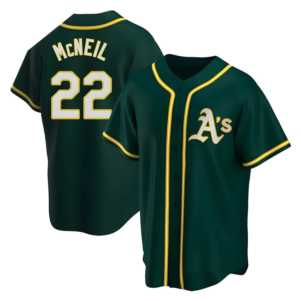 Athletics #22 Jeff McNeil player Green Replica Alternate Stitched Jersey