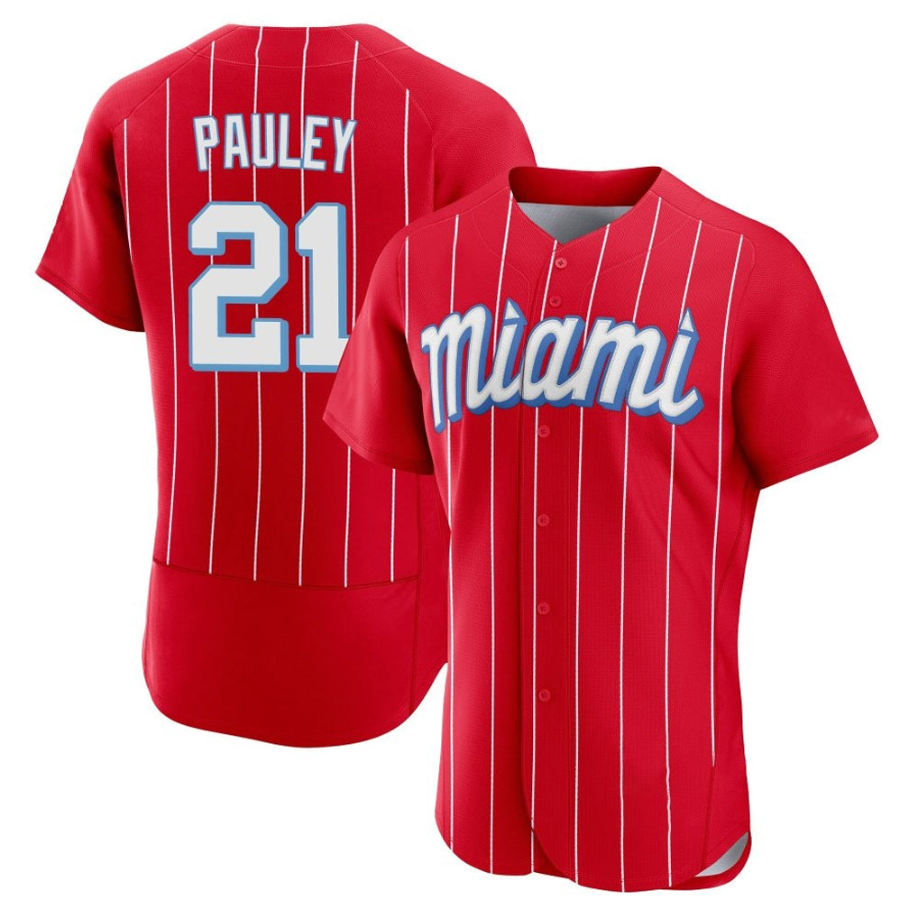 M.Marlins #21 Graham Pauley Player Red City Connect Home Limited Elite Gdoa Stitched Jerseys
