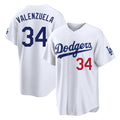 LA.Dodgers #34 Fernando Valenzuela Player White Home Game Gdoa Stitched Jerseys