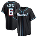 M.Marlins #6 Otto Lopez Player Black Fashion Out Home Game Gdoa Stitched Jerseys