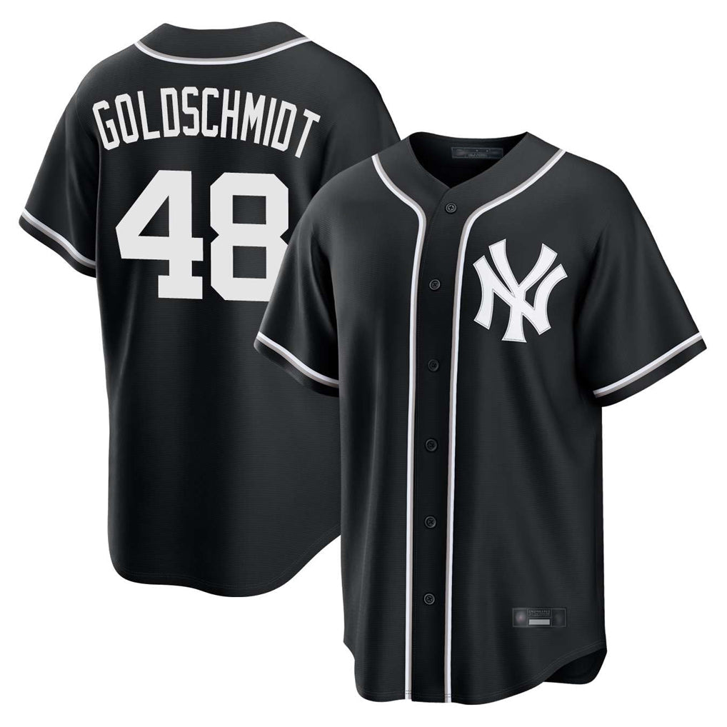 NY.Yankees #48 Paul Goldschmidt Player Black Out Game Home Gdoa Stitched Jerseys