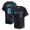 M.Marlins #6 Otto Lopez Player Black City Connect Home Limited Gdoa Stitched Jerseys