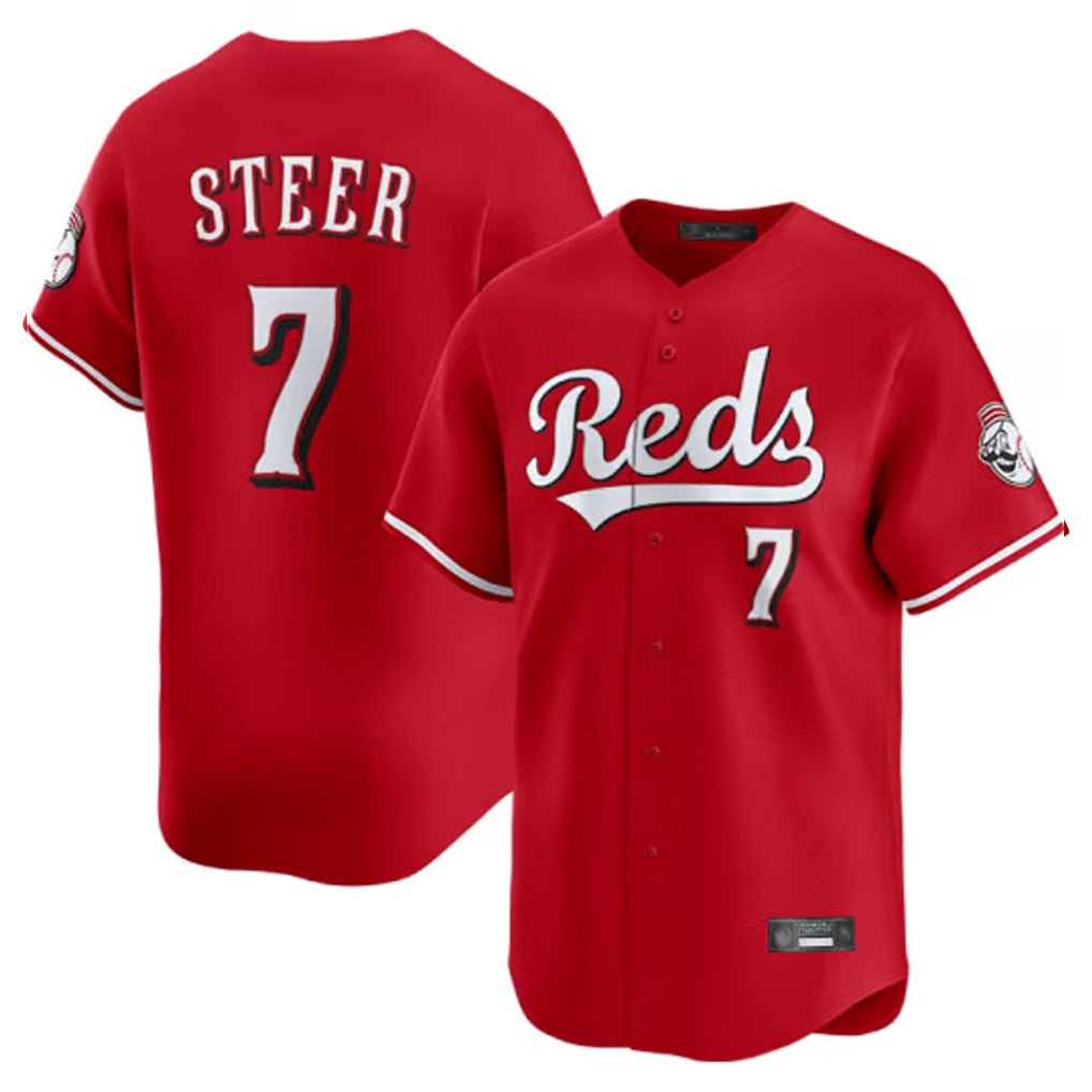 C.Reds #7 Spencer Steer Player Red Home Limited Gdoa Stitched Jerseys