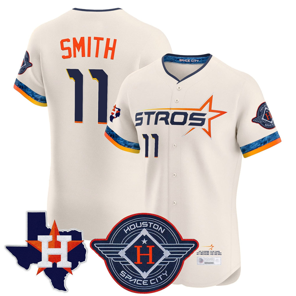 H.Astros #11 Cam Smith Player Cream City Connect Texas Patch Vapor Premier Limited Elite Home Gdoa Stitched Jerseys
