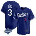 LA.Dodgers #3 Edwin D¨ªaz Player Royal World Series Meet Limited Home Gdoa Stitched Jerseys