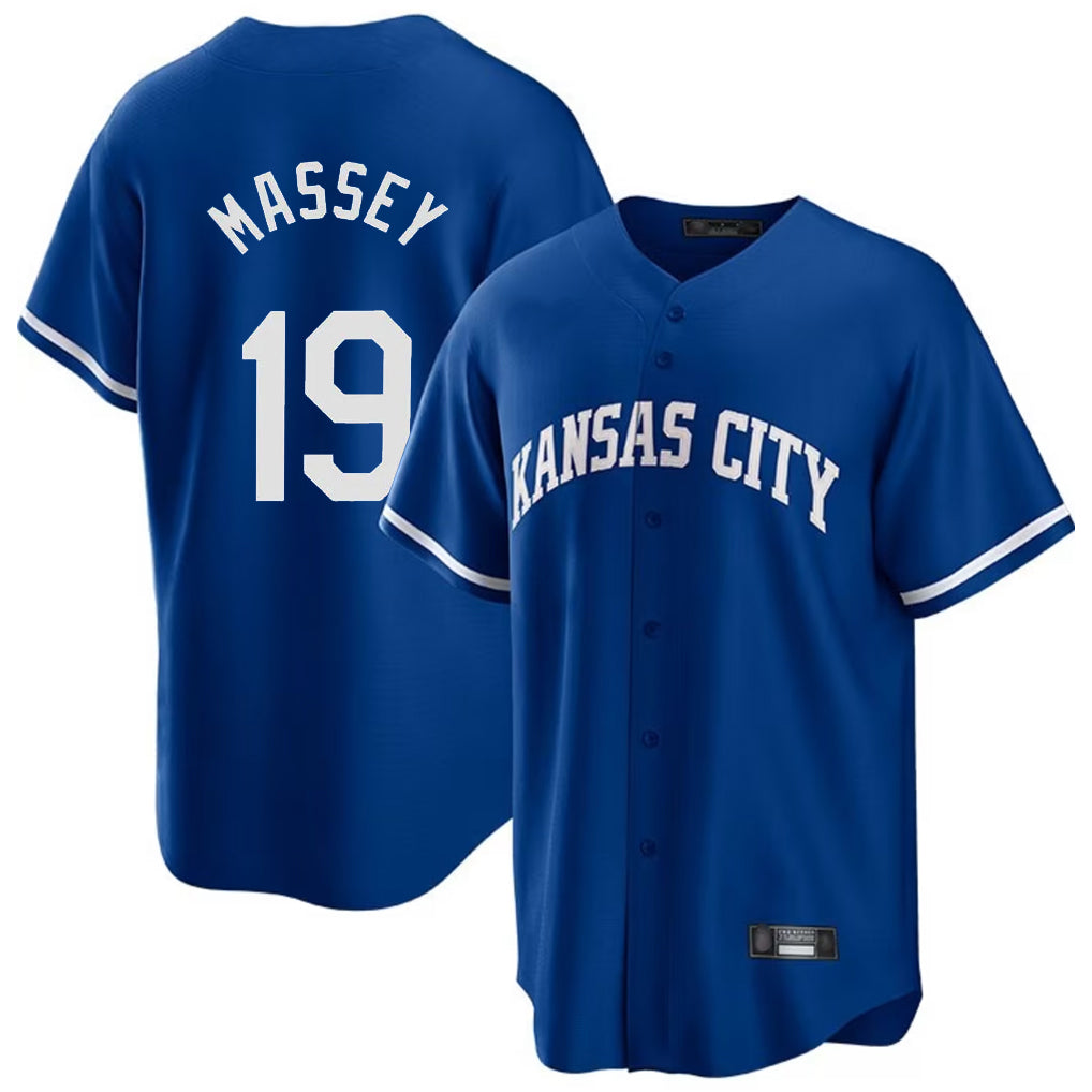 KC.Royals #19 Michael Massey Player Royal Game Home Gdoa Stitched Jerseys